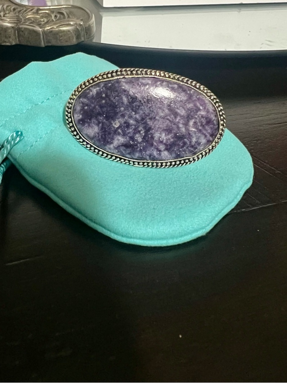Charoite Purple Stone Ring- Artist Signed - Picture 2 of 4